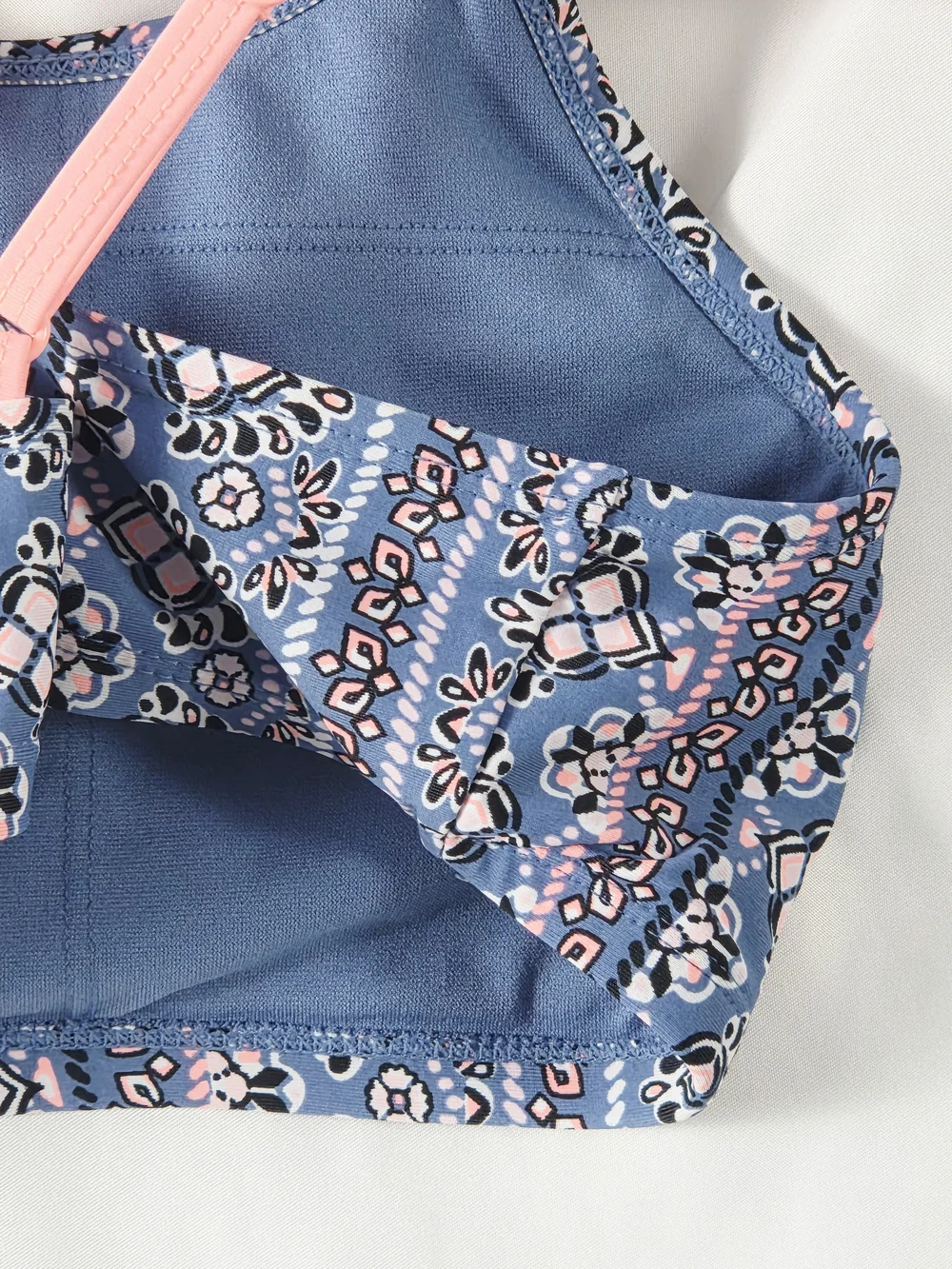 Justice Girls Blue & Pink Patterned Swimsuit Tank Top Size 10